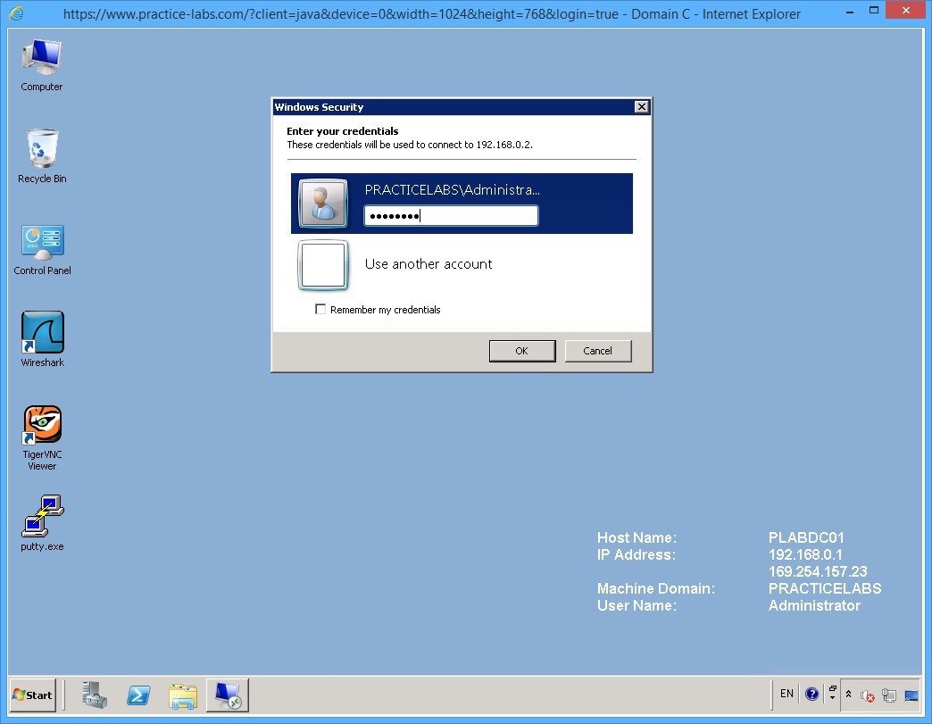 Practice Labs screenshot.